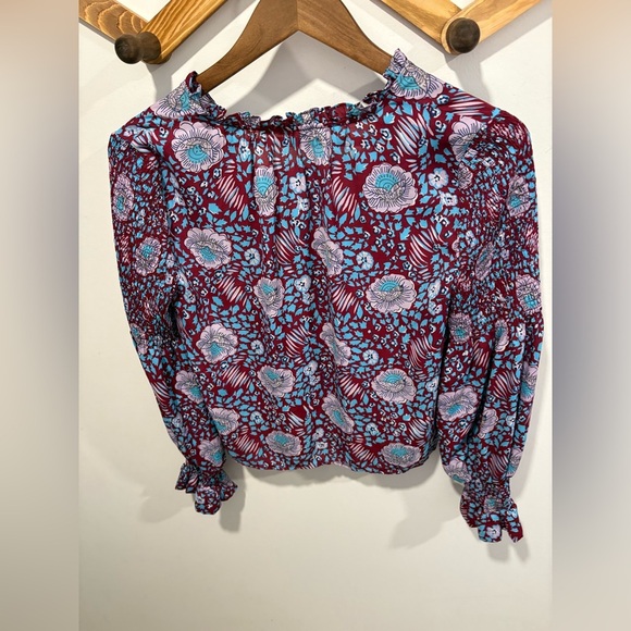 🌟Rebecca Mincoff Penelope floral smocked tassels ties top women's size Medium🌟 - Picture 8 of 10